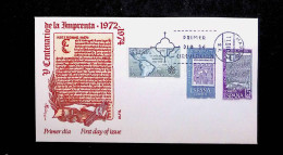 CL, FDC, Premier Jour, Espagne, Espana, Madrid, 11. Dic. 1973, V Centenario De La Imprenta - FDC