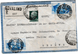 Italie, Enveloppe Recommandée De Bovalind Marina Du 24/11/41 Pour Genève, Marques De Censure - Militaire Post (PM)