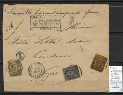 France - Devant De Lettre Chargée Et Valeur Déclarée - 1890 -  Paris Pour Condom - Gers - 1877-1920: Semi Modern Period