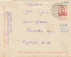 Enveloppe Préaffranchie N°18 En Felpost – 145x116mm – Mons 24.12.14 Vers Allemagne - Deutsche Armee