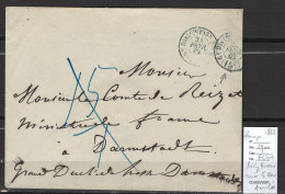 France - Paris Bureau F - Pour Darmstadt - Prusse - Taxée 15 En Bleu Et Annulée - 1862 - 1849-1876: Classic Period