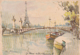 *** 75  ***   PARIS  Le Pont Alexandre III Par Illustrateur TTB Timbrée  1963  - Puentes