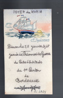 Bordeaux : Menu Illustré Home-made JOURNEE DES PRISONNIERS DE GUERRE 28 Janvier 1945 (PPP47336) - Menus