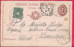 ANNULLO CS "S. AGATA FELTRIA*6.GIU.00* SU INTERO CARTOLINA POSTALE UMBERTO (DOMANDA) (INT. 26/98D) +(5CENT) PER LANCIANO - Marcophilia