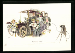 AK Fotoapparat Fotografiert Leute In Einem Mercedes 1904  - PKW