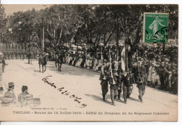 Carte Postale Ancienne Toulon - Revue Du 14 Juillet 1909. Défilé Du Drapeau Du 4e Régiment Colonial - Militaires - Toulon