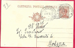 ANNULLO DC "IMOLA *23.9.24*/ARRIVI-PARTENZE" SU INTERO CARTOLINA POSTALE MICHETTI PER MODENA - Poststempel