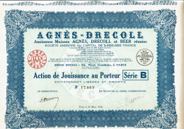 75-AGNES-DRECOLL. Voir La Description.  Action De Jouissance. - Sonstige & Ohne Zuordnung