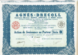 75-AGNES-DRECOLL. Voir La Description.  Action De Jouissance. - Autres & Non Classés