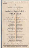 Kind, Enfant, Child,  Girl , Roeselare, 1936, Andries Vulsteke, Syssauw - Devotieprenten