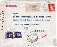 Italie, Enveloppe Recommandée De Sestri Levante Du 17/06/41 Pour Genève, Marques De Censure - Correo Militar (PM)