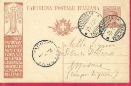 ANNULLO FRAZIONARIO CSLR "TORRIGLIA*25.7.24*/(28-238) SU INTERO CARTOLINA POSTALE "NOI SOPRAVVISSUTI" PER MASONE - Storia Postale