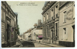 CPA 9 X 14  Seine Maritime  GOURNAY-EN-BRAY  Le Théatre Et La Caisse D'Epargne  Marchand De Fromages  Stand De Tir - Gournay-en-Bray