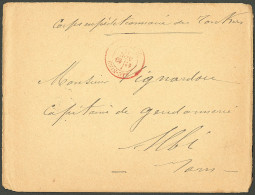 Lettre Cad Rouge "Bac-ninh/Tonkin" Sur Enveloppe En FM Avec Texte Daté "Dap Cau 18 Nov 1884". - TB. - Otros & Sin Clasificación