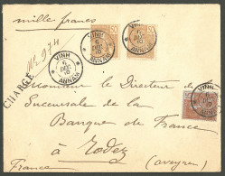Lettre Cad "*Vinh*/Annam" Déc 1910 Sur Chine 29 + 35(2), Sur Enveloppe Chargée Pour Rodez. - TB - Other & Unclassified