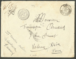 Lettre Cad "Correspce Militaire/Porto-Novo-Benin" Fév 1901 Sur Enveloppe En FM Avec Cad "Say/Haut-Dahomey" Janv 1901, Po - Altri & Non Classificati