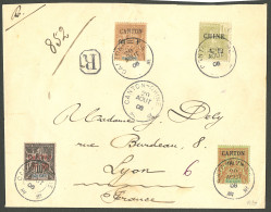 Lettre Cad "Canton-Chine" Août 1906 Sur Chine 47 + Canton 6 + 23 + 26, Sur Enveloppe Recommandée Pour Lyon. - TB. - R - Sonstige & Ohne Zuordnung