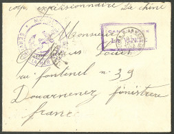 Lettre Cad "Corr. D'Armées/Shang-Hai" Janv 1902 Sur Enveloppe En FM Pour La France, Au Recto Griffe Encadrée Violette "C - Sonstige & Ohne Zuordnung