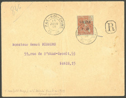 Lettre Cad "Pak-Hoi-Chine" Juin 1908 Sur N°74 Sur Enveloppe Recommandée Pour Paris. - TB. - R - Otros & Sin Clasificación
