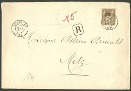 Lettre Cad "Shang-Hai/Chine" Mai 1901 Sur N°15 Sur Grande Enveloppe Recommandée Pour Metz, Au Verso Cad De Transit "Napo - Altri & Non Classificati