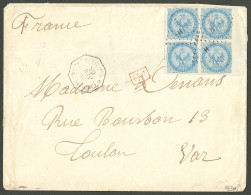 Lettre Losange "CCH" Sur CG 4 Bloc De Quatre, Bdf. Cad Octog. "Corr. D'armées/Saigon Sur Enveloppe Pour Toulon, 1868. -  - Autres & Non Classés