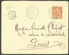 Lettre Cad Bleu "Bingerville/Côte D'Ivoire". No 10 Sur Enveloppe Recommandée Pour Pari S, 1901. - TB - Otros & Sin Clasificación