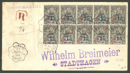 Lettre Cad "Djibouti/Postes". No 3, Bloc De 10 Sur Lettre Recomm. Pour L'Allemagne, 1894. - TB - R. - Andere & Zonder Classificatie