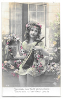 CPA  ENFANT  .ARTISTIQUE MANDOLINE  ET LES FLEURS..  SCAN - Abbildungen