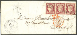 Lettre France No 6 Bande De Trois Obl Grille Sans Fin, à Côté Cad "Basse-Terre/Guadeloupe" 1853, Sur Lettre En Double Po - Autres & Non Classés