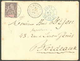 Lettre Cad "Abymes/Guadeloupe" Avril 94 Sur N°34, Sur Enveloppe Pour Bordeaux, à Côté Cad Bleu "Ligne D Paq Fr N°1". - T - Altri & Non Classificati