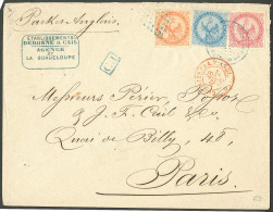 Lettre Losange Bleu Sur CG N°4 + 5 + 6, à Côté Cad Bleu "Guadeloupe/Pointe à Pitre" Sept 66, Sur Enveloppe Double Port P - Otros & Sin Clasificación