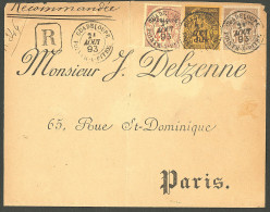 Lettre Cad "Guadeloupe Pointe-à-Pitre" Août 93 Sur N°22 + 23 + 24, Sur Enveloppe Recomm. Pour Paris. - TB - Autres & Non Classés