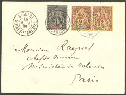 Lettre Cad "Siguiri/Guinée Française". Nos 1 + 2(2) Sur Enveloppe Pour Paris, 1904. - TB - Otros & Sin Clasificación