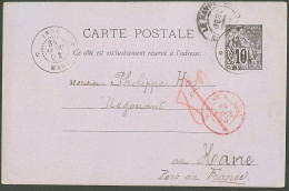 Lettre Cad "Inde/Mahe" Janv 93 Sur Entier CG 10c Noir, Pour Le Havre. - TB - Sonstige & Ohne Zuordnung