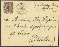 Lettre Cad "Inde/Mahé" Nov 1906 Sur N°8, Sur Enveloppe Pour L'Italie. - TB - Autres & Non Classés