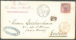 Lettre Losange Sur CG 6. Cad "Inde/Pondichéry" Sur Enveloppe Pour Toulouse, 1866. TB. - R. - Altri & Non Classificati