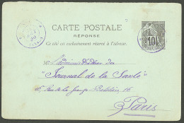 Lettre Cad Violet "Inde/Yanaon". Entier 10c Pour Paris, 1890. - TB - R - Autres & Non Classés