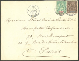 Lettre Cad "Inde/Yanaon". Nos 4 + 5 Sur Enveloppe Pour Paris, 1901. - TB. - R - Sonstige & Ohne Zuordnung