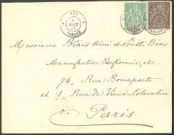 Lettre Cad "Inde/Yanaon". Nos 4 + 5 Sur Enveloppe Pour Paris, 1901. - TB. - R - Autres & Non Classés