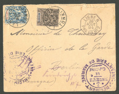 Lettre Cad "Lang-Son/Tonkin" Août 94 Sur N°7 + 8, Sur Enveloppe Pour Berlin, à Côté Cachet Violet Infanterie De Marine E - Otros & Sin Clasificación