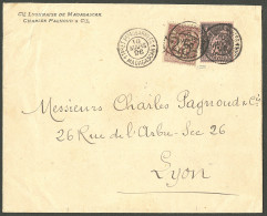 Lettre Ellipse. No 26 + France 97. Cad "1Tor Et Pes Aux Armées 1/Madagascar".  Enveloppe Pour Lyon, 1896. - TB. - RRR - Other & Unclassified