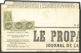 Lettre Cad "Martinique/St Pierre". CG N° 7 Bande De Trois  Verticale + 8 Sur Journal Entier "Le Propagateur" Pour Basse  - Andere & Zonder Classificatie