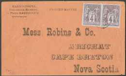 Lettre Cad "Martinique/St Pierre".CG No 39 Paire  Sur Enveloppe Pour Cape Breton Nova Scotia. Cad D'arrivée Au Verso, 18 - Sonstige & Ohne Zuordnung