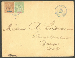 Lettre Cad Bleu "Trinité/Martinique" Sept 1904 Sur N°44 + 52, Sur Enveloppe Pour Besançon. - TB - Autres & Non Classés