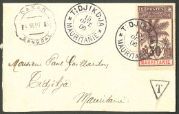 Lettre Taxe. Cad "Tidjikdja", Sur N°5 Sur Enveloppe De Dakar, 1906. - TB. - R - Otros & Sin Clasificación