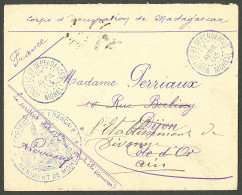 Lettre Cad Bleu "Mayotte Et Dépendances/Moheli" Avril 1903, Sur Enveloppe En FM Du Corps D'occupation De Madagascar, Pou - Autres & Non Classés