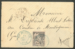 Lettre Cad Bleu "Nlle Caledonie/Koné" 1887 Sur CG 54 Sur Enveloppe Pour Montesquiou. - TB - Andere & Zonder Classificatie