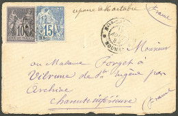 Lettre Cad "Nlle Caledonie/Noumea". CG Nos 40 + 51 Sur Enveloppe Pour Archiac, 1882. TB. - R. - Altri & Non Classificati