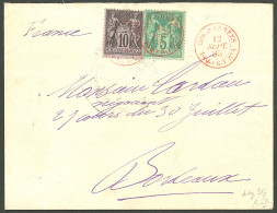 Lettre Cad Rouge "Cor.D.Armées/Paq. Fr T N°4" Sept 85 Sur France N°75 + 89, Sur Enveloppe Remise à L'escale De Nouméa, P - Altri & Non Classificati