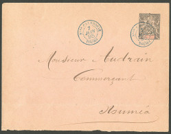 Lettre Cad Bleu "Nlle Calédonie/Touho". Entier 25c Pour Nouméa, 1895. - TB - Otros & Sin Clasificación